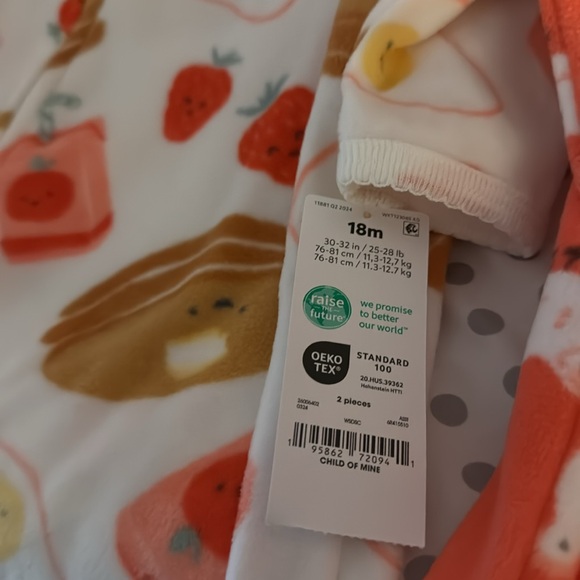 NWT Lot of 3 Carters Zip Up Fleecy Pajamas One Pieces 18 months - Picture 6 of 9